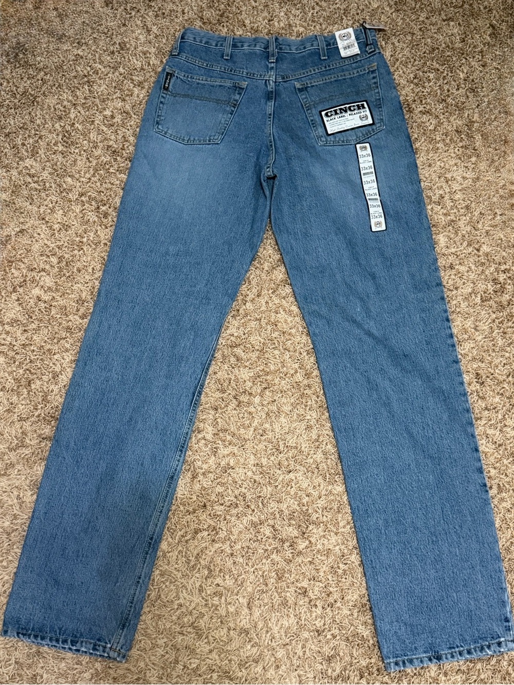 NEW Cinch Black Label Loose Fit Tapered-Leg Jeans - Medium Stonewash-Men's 33x36